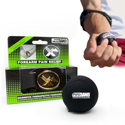 PROBAND BandIT XM Magnetic Arm Band + Therapeutic Exercise Ball Bundle for Elbow & Forearm Pain Relief – Supports Tendonitis, Carpal Tunnel, Tennis & Golfer’s Elbow, Arthritis