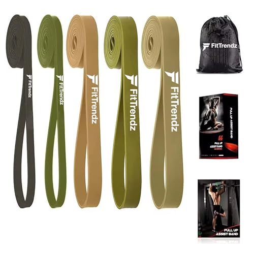 FitTrendz Resistance Bands - Natural Latex Pull Up Assist Bands - Workout Bands - Exercise Bands - Elastic Bands - Home Gym Bands for Strength Training, Stretching, Muscle Building, Physical Therapy - color: Green Latex Bands