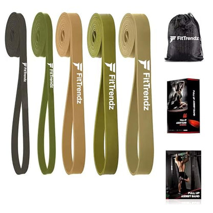 FitTrendz Resistance Bands - Natural Latex Pull Up Assist Bands - Workout Bands - Exercise Bands - Elastic Bands - Home Gym Bands for Strength Training, Stretching, Muscle Building, Physical Therapy - color: Green Latex Bands