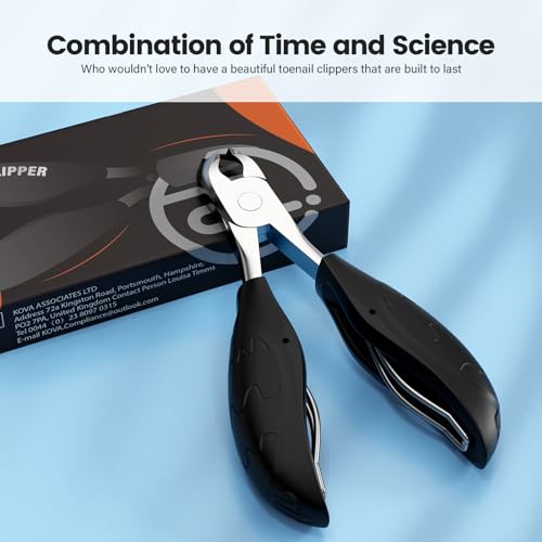 Toenail Clippers for Seniors Thick Toenails | 4-PCS Ergonomic Long Handle Non-Slip Soft grip Toe Nail Clippers Set for thick toenails | Premium Steel Heavy Duty Super Sharp Fingernail Clippers for Men - style: Black+Red set