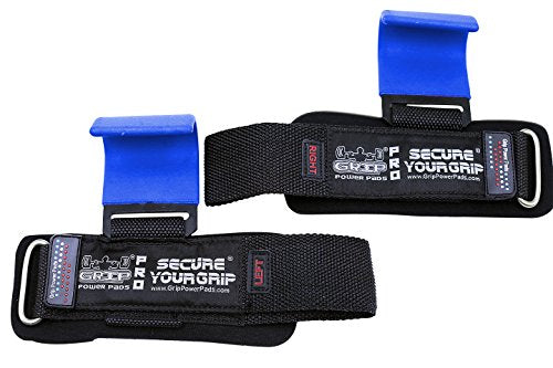 Weight Lifting Rod Hooks Heavy Duty Wrist Wraps Power Weight Lifting Training Gym Grips Straps Set of 2 - color: Classic Blue, size: MEN-Wrist Size Large