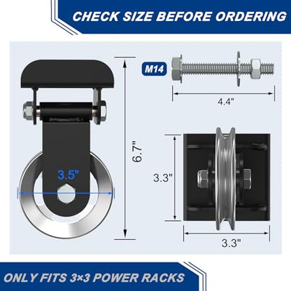 J Bryant Aluminum Alloy LAT Pulldown Pulley Attachment for Cable Machines, Smooth-Machined Pulley Design, Fits 3x3 Power Racks with 5/8''–1'' Holes, Durable Lightweight Accessory for Home Gym