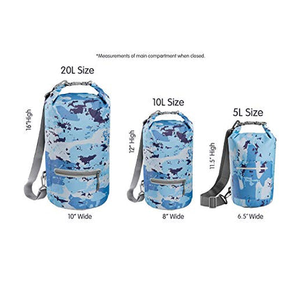 Skog Å Kust DrySak Roll Top Waterproof Bag, 5, 10 & 20 Liter - color: Blue Camo, size: 20 Liter