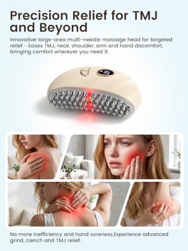 TMJ Relief Products Jaw, TMJ Relief Massager, Vibration and Heating, Ergonomic Multi-Needle Design TMJ Massage Tool, Effective Jaw & Neck Pain, Grinding and Clenching Teeth Relief - White