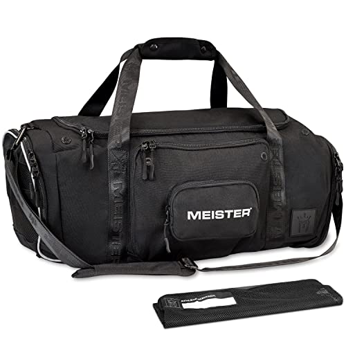 Meister Brawler Gym Bag for Fighters w/Zip-Out Wash Bag & Shoe Locker | Built for fighters and gym go-hards, waterproof 40L duffel bag with WrapHamper wash bag and smart pocket layout
