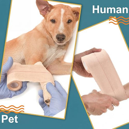 4 Rolls Elastic Tape Adhesive Elastic Tape Self Adhesive Bandage Wrap Flexible Stretch Bandages for Sports Support, Joint Protection & Pet Caring, 5 Yard(3 Inch in Width) - size: 3 Inch in Width