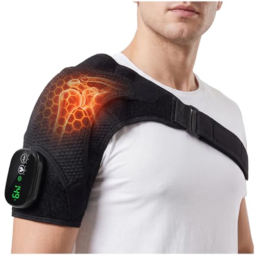 Shoulder Massager Heating Pad for Pain Relief Deep Tissue & Rotator Cuff | FSA Eligible Items List, Cordless Portable Shoulder Heating Pad, Heated Shoulder Wrap Brace for Men & Women, Black
