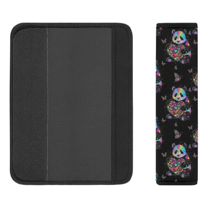 2 Pack Colorful Splatter Panda Holding Heart Black Seat Belt Shoulder Pad Breathable Shoulder Harness Cover for Child, All Vehicles, Neck and Shoulder Support - color: Pattern 743
