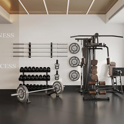 Barbell Rack Single Hook Wall Mount Heavy Duty Vertical Barbell Holder Weight Bar Holder for Olympic Barbell, Curl bar, Commercial or Home Gym Accessory (4 bars)