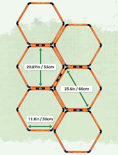 GHB Hex Agility Rings Speed Rings with Carrying Bag 6 Set | Portable Hexagon Rings, Agility Ladder for Agility Footwork Training