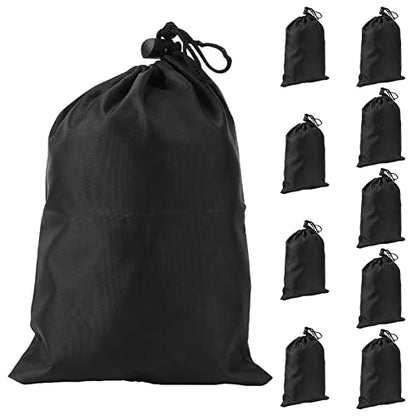 Drawstring Storage Bag for Skipping Ropes, 10 Pcs Waterproof Polyester Pouch, Durable Carry Organizer for Sports Gear, Small Things, Travel & Home Storage (Black)
