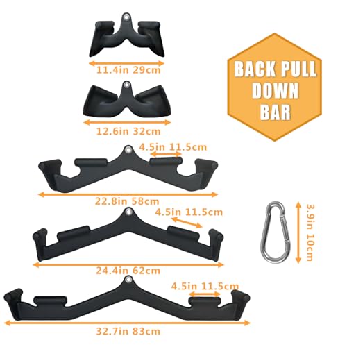 BLUSLM Lat Pull Down Bar T bar Row Attachment, V Bar Tricep Lat Pulldown Attachments, Back Strength Training Bar for Home Gym Exercise Cable Machine Attachments - color: Black 13