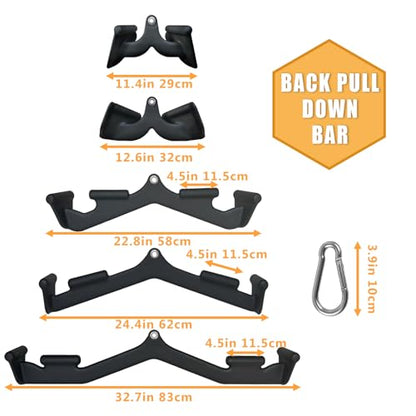 BLUSLM Lat Pull Down Bar T bar Row Attachment, V Bar Tricep Lat Pulldown Attachments, Back Strength Training Bar for Home Gym Exercise Cable Machine Attachments - color: Black 13