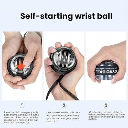 Auto-Start Wrist Power Gyro Ball with LED Lights,Torque Ball Hand Exerciser Grip Strength Trainer,Hand Strengthening Devices,Gyroscopic Forearm Exerciser, for Strengthening Arms Wrists and Fingers