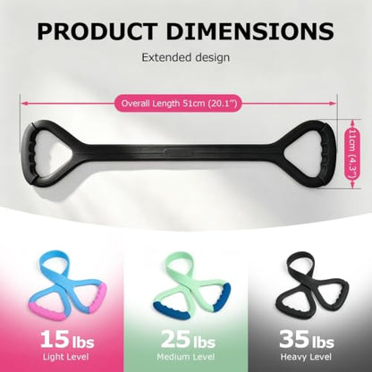 Figure 8 Resistance Band with Handles, Elastic Bands for Working Out,Arm,Back,Shoulder Training Elastic Ropes - color: Blue/Green/Gray
