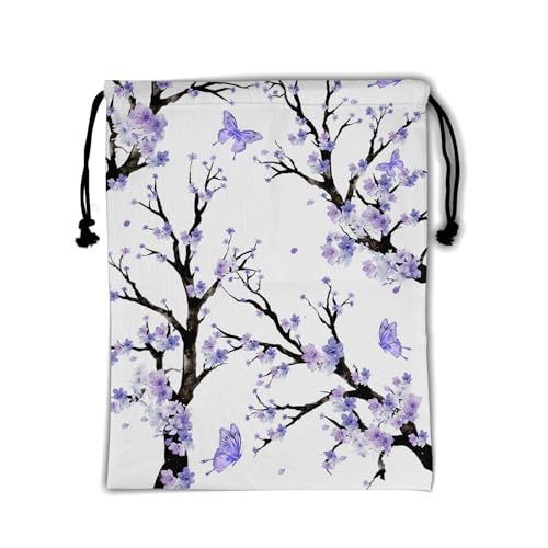 Gymnastics Grip Bag Lightweight Small Drawstring Grip Bags for Gymnasts - color: Cherry Flower-purple