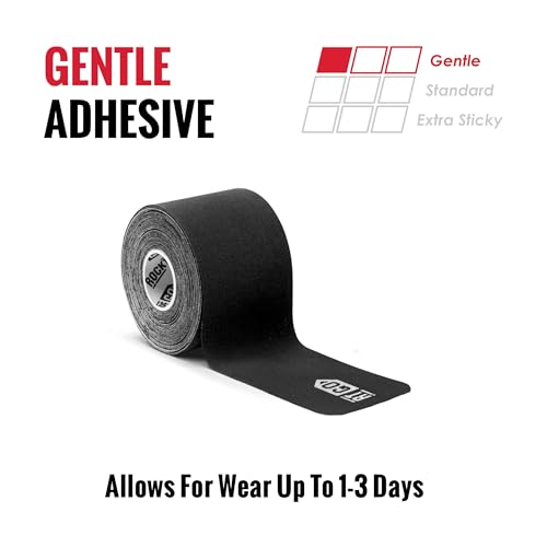 RockTape Go Gentle Adhesive Pre-Cut Kinesiology Tape (Black) - color: Black, style: GENTLE