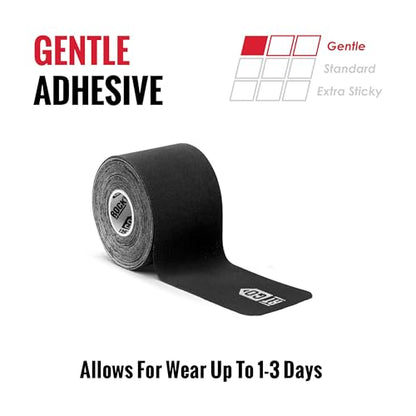 RockTape Go Gentle Adhesive Pre-Cut Kinesiology Tape (Black) - color: Black, style: GENTLE
