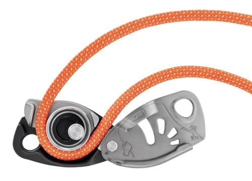 PETZL NEOX Rock Climbing Belay Device | With Cam-Assisted Blocking - color: Light Gray