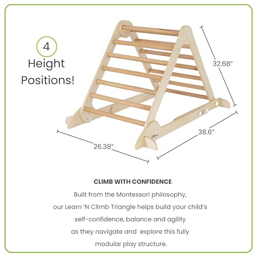 Little Partners Learn 'N Climb Foldable Wooden Climbing Triangle, Wood Climbing Gym for Toddlers, Triangle Climber for Skill-Building and Active Play, Natural - color: Natural