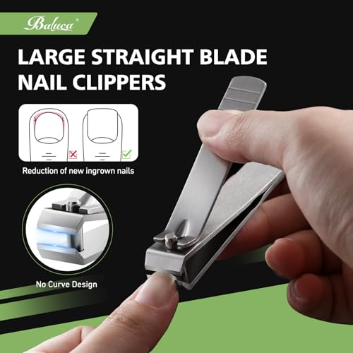 Heavy Duty Straight Blade Nail Clippers for Thick Toenails, Professional Stainless Steel Fingernail Toenail Clippers Trimmers - Thick Wide Jaw Toe Nail Clippings for Seniors, Men & Women - Silver - color: Silver