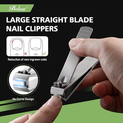 Heavy Duty Straight Blade Nail Clippers for Thick Toenails, Professional Stainless Steel Fingernail Toenail Clippers Trimmers - Thick Wide Jaw Toe Nail Clippings for Seniors, Men & Women - Silver - color: Silver