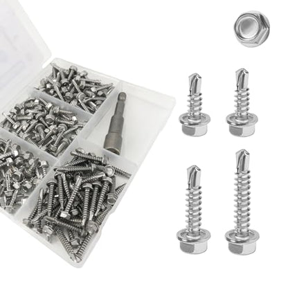 Sheet Metal Screws，Hex #8 Kit 1（155） | Metal Fastener - color: Hex #8 Kit 1（155）