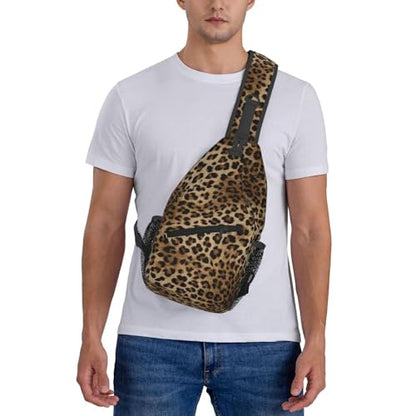 Leopard Print Crossbody Sling Bags for Women Men Brown Animal Skin Pattern of Wild Animal Strong Panthera Sling Backpack Casual Chest Shoulder Bag Cute Cheetah Print Travel Hiking Daypack - color: Brown