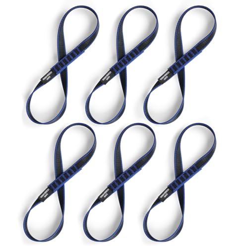 18mm Nylon Climbing Sling Runner 23KN CE2008/EN566 Certified - Webbing Straps for Outdoor Rock Climbing, Rappelling, Swing, Yoga Hammock etc - color: Light blue, size: 30cm/ 12inch |Pack of 6