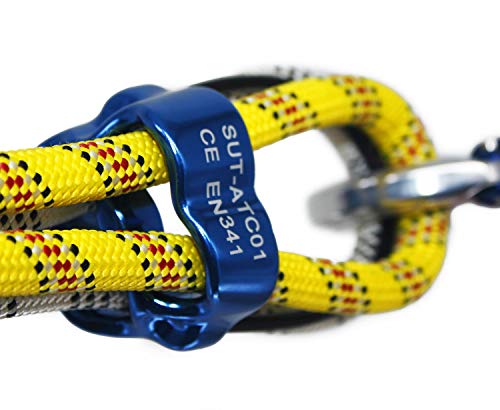 Climbing Abseiling Belay Device ATC Rappelling Descender 25KN V-grooved Equipment - color: Blue