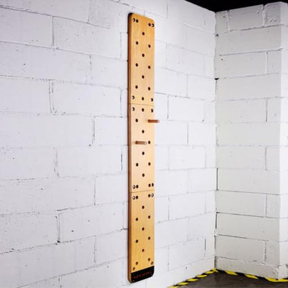 96inchs Climbing Pegboard, Wall-Mounted Climbing Board, Sturdy Birch Wood Pegboard Climbing Wall with Wooden Dowel Pegs, 35 Staggered Climbing Holes，Freely Combinable, Three-Part