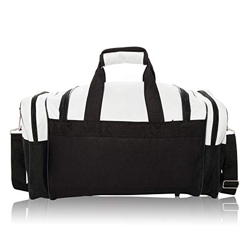DALIX 17" Blank Duffle Bag Duffel Bag Travel Size Sports Durable Gym Bag - color: White
