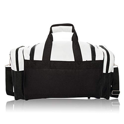 DALIX 17" Blank Duffle Bag Duffel Bag Travel Size Sports Durable Gym Bag - color: White