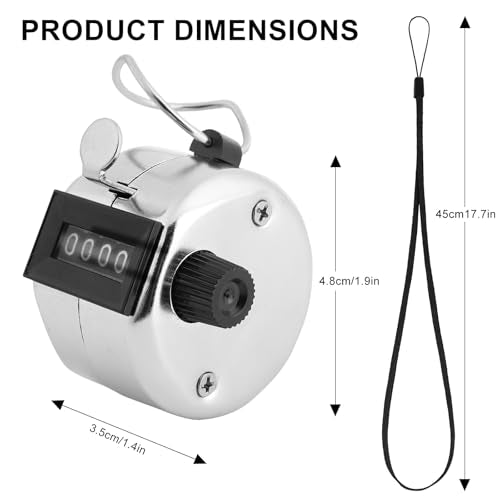 2 Pack Hand Tally Counter, 4-Digit Metal Mechanical Clicker | Battery-free manual counters with lanyards for people counting, lap tracking, golf, coaching, classrooms, inventory & events.