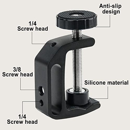 Universal C-Clamp With 1/4 And 3/8 Thread Hole For Desktop Mount Holder LCD Monitor Flash Desks Carts Benches Worktables (2)