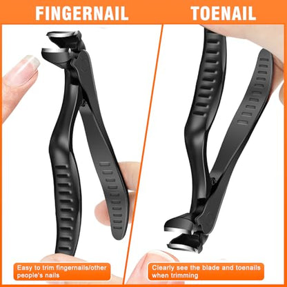 DRMODE Toenail Clippers for Seniors, Long Handled Angled Head Toe Nail Clippers for Thick Nails for Seniors with Wide Opening, Large Heavy Duty Finger Nail Clippers for Men Women with Catcher - size: Exra Large
