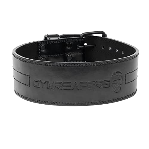 Gymreapers Weightlifting Belt 6MM Genuine Leather - Double Prong Power Belt Heavy Duty 4-Inch Wide - Strong, Stabilizing Back Support For Deadlifts, Squats Powerlifting - size: 2X-Large