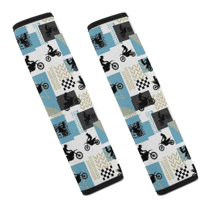 Breathable Seat Belt Shoulder Pad for Adults and Children, Stroller Pushchair High Chair, 2 Pack Racing Motocross Motorbike Dirt Bike Plaid Neck Strap Covers Easy Install (No Tool) - color: Pattern 931