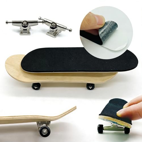 Complete Fingerboard Set - 5-Ply Canadian Maple Deck (100mm x 32mm), Alloy Trucks, Bearing Wheels with ABEC-5, Grip Tape & Accessories | Pro Fingerboard for Tricks - size: 32mm