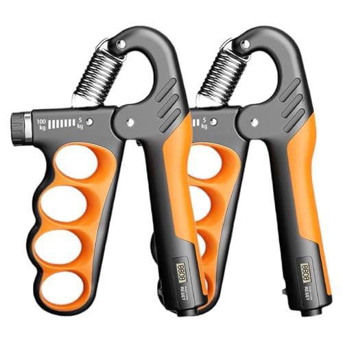 Grip Strength Trainer, 5-100KG (11-220 LB) Adjustable Resistance Forearm Hand Gripper Strengthener with Counter, Hand Wrist Exercise Workout Equipment for Home/Office Gym - color: Orange