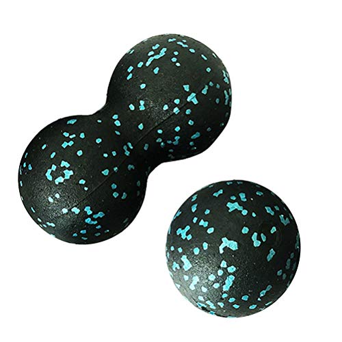 EMUKOEP Peanut Massage Ball Fascia Ball Set Training Deep Tissue Massage Ball Kit Lacrosse Ball Muscle Roller for Acupressure Plantar Fasciitis Reflexology Massage (Black,Blue)