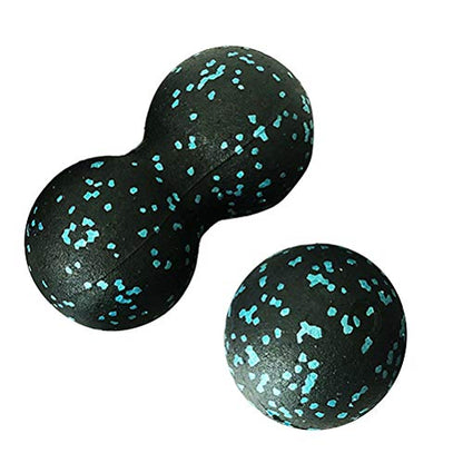 EMUKOEP Peanut Massage Ball Fascia Ball Set Training Deep Tissue Massage Ball Kit Lacrosse Ball Muscle Roller for Acupressure Plantar Fasciitis Reflexology Massage (Black,Blue)