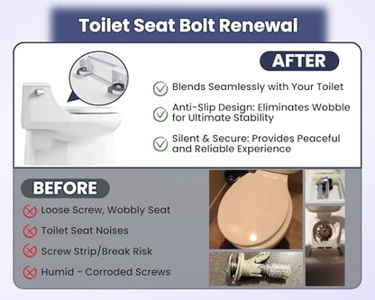 3/8" Dia Toilet Seat Screws Replacement Kit for Select Kohler One-Piece Toilet - Top Mount Hinges Toilet Bolts with Rubber Anchor Nuts, Compatible with Kohler Toilet Seat Parts K-84999 & K-85040-4PC - style: Special styles fit 10-12mm holes