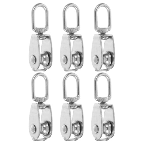 6pcs Stainless Steel Single Bearing Pulley Block for Lifting and Gym Attachments, Heavy Duty Reliability with Silent Roller Design, Minimizing Manual Effort for Outdoor and Indoor