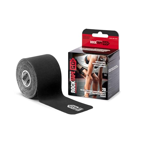RockTape Go Standard Adhesive Pre-Cut Kinesiology Tape (Black) - color: Black, style: STANDARD
