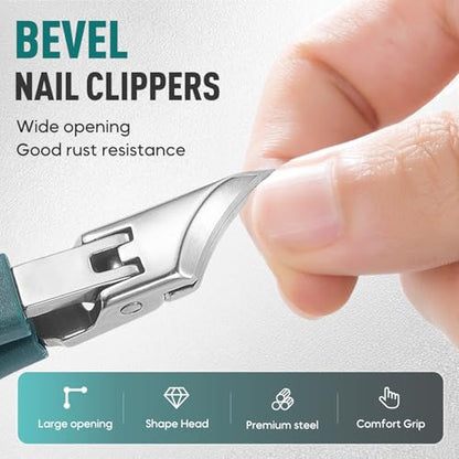 4 PCS Set Wide Jaw Opening Anti Splash Slanted Nail Clipper, 2026 Upgrade Curved Toenail Clippers, Toe Nail Clippers for Thick Nails for Seniors Klipp, Heavy Duty Toenail Clipper Kit (Black Set) - color: Black Set