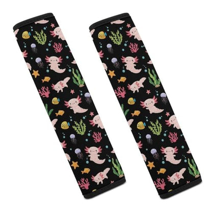 2 Pack Breathable Car Seat Belt Pad for Child, Stroller Pushchair High Chair, Sea Cute Axolotl Neck Strap Covers, Neck and Shoulder Support - color: Pattern 795