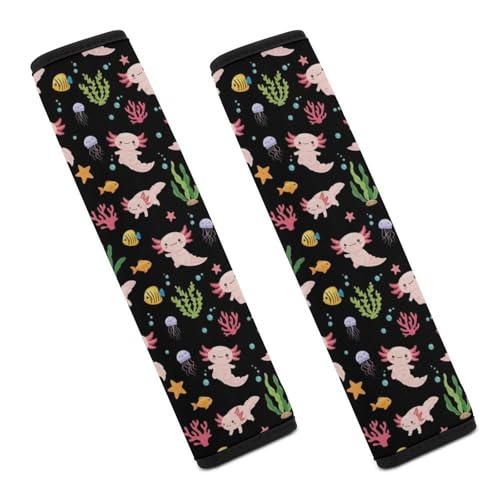 2 Pack Breathable Car Seat Belt Pad for Child, Stroller Pushchair High Chair, Sea Cute Axolotl Neck Strap Covers, Neck and Shoulder Support - color: Pattern 795