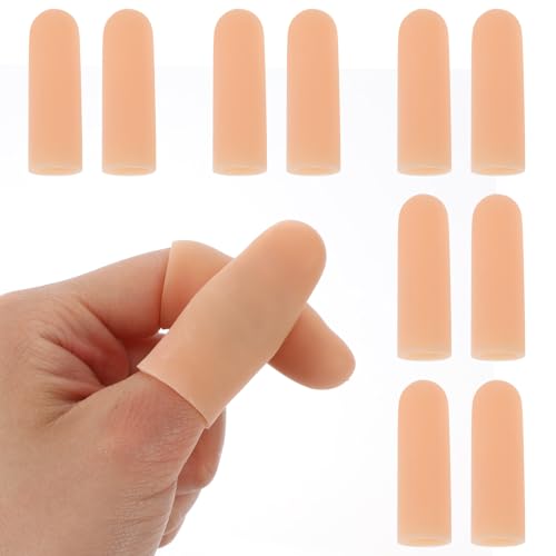 10 PCS Gel Finger Cots, Gel Finger Protectors Fingers Caps Silicone Fingertips Protection Protector Support Sleeves Thumb Protection for Hand Eczema, Fingers Cracking Arthritis (Nude) - color: Nude
