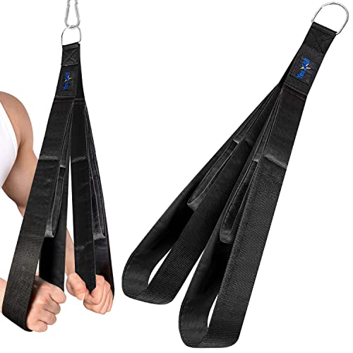 Yes4All Tricep Strap Cable Attachment 2-in-1 3D Mesh Neoprene Handles/ 2 Inches width for Different Exercises, Cable Crunch Attachment for Home Gym/Multi-Workout